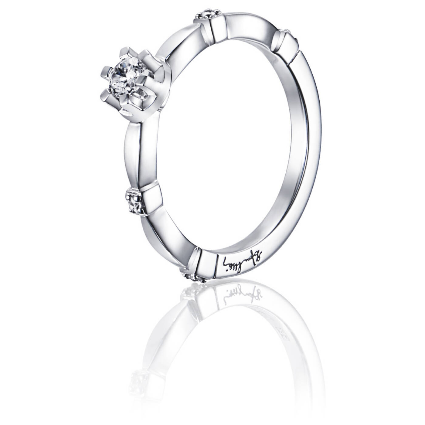 Forget Me Not Star Ring Vitguld