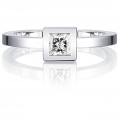 Princess Wedding Thin 0.30 ct diamant Ring Vitguld