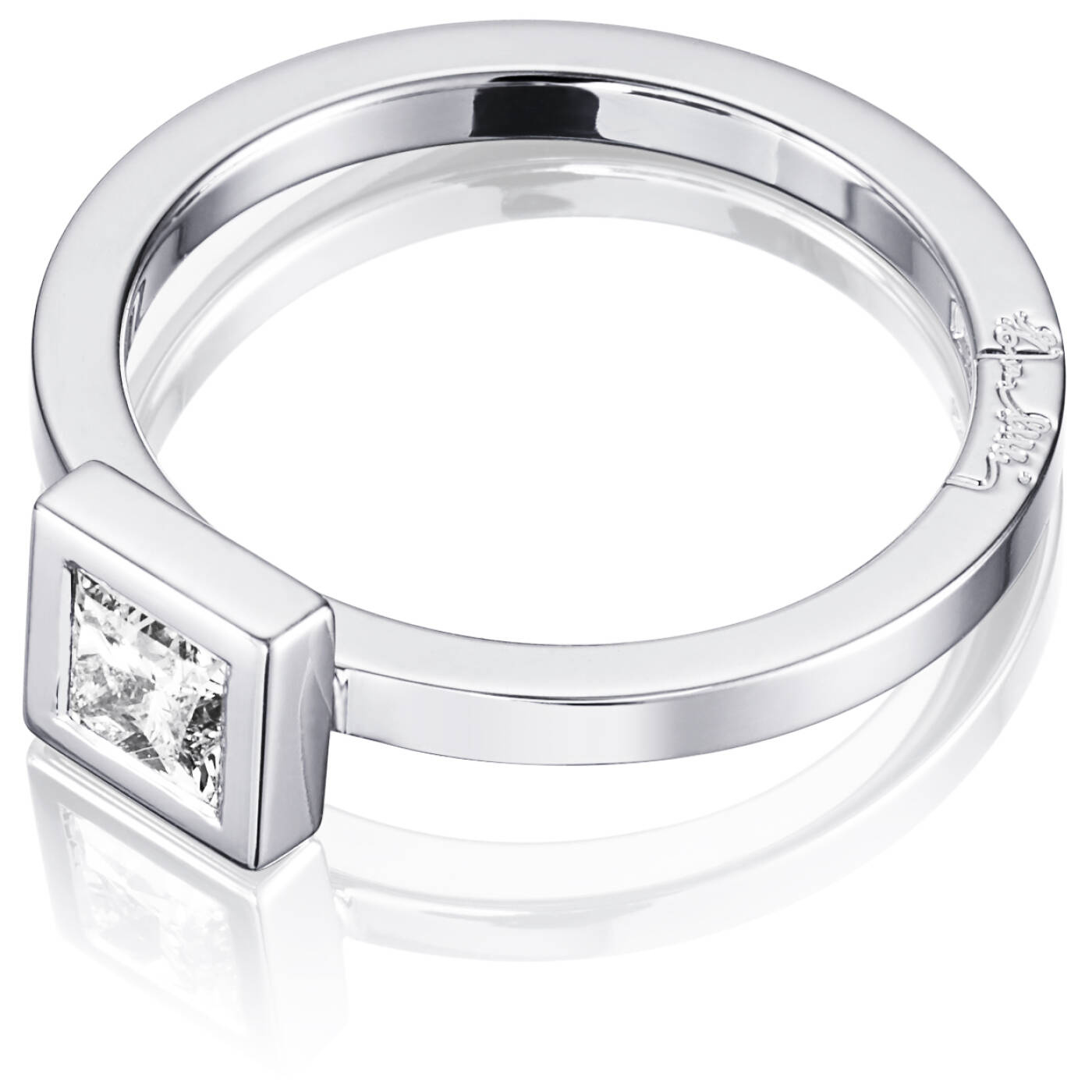 Princess Wedding Thin 0.40 ct diamant Ring Vitguld