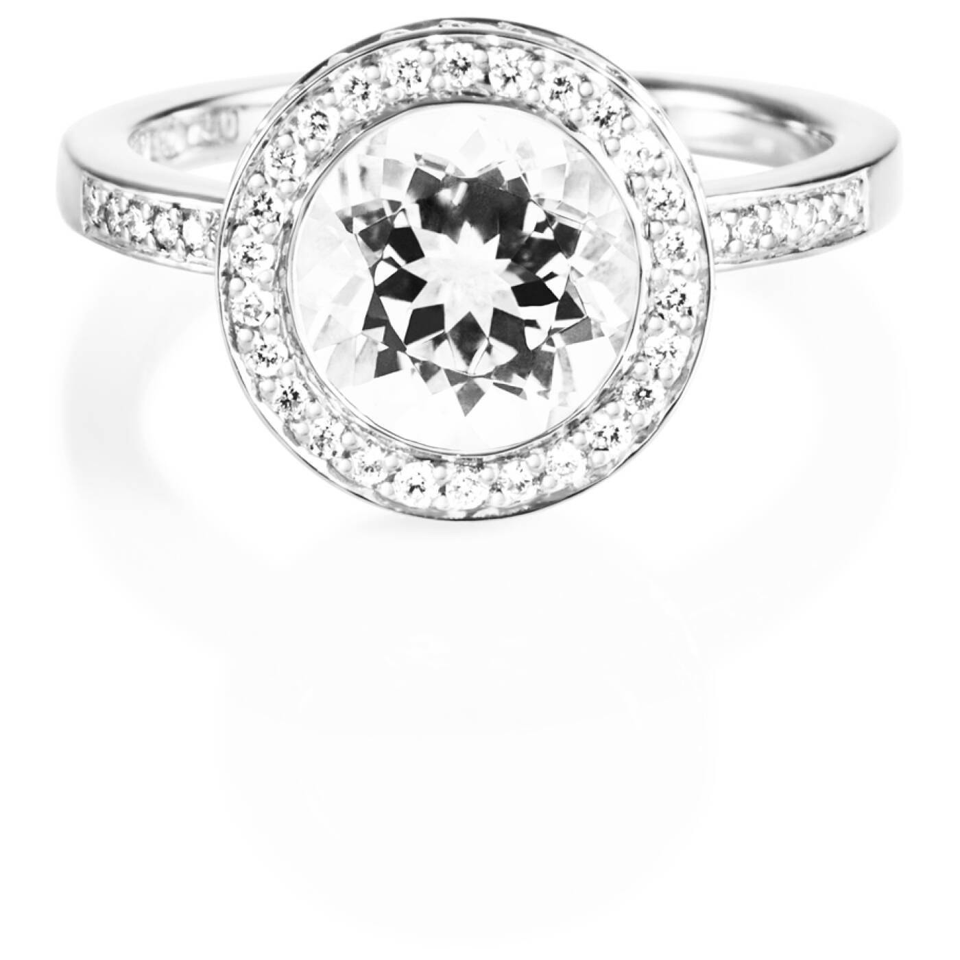 Halo - Crystal Quartz Ring Vitguld