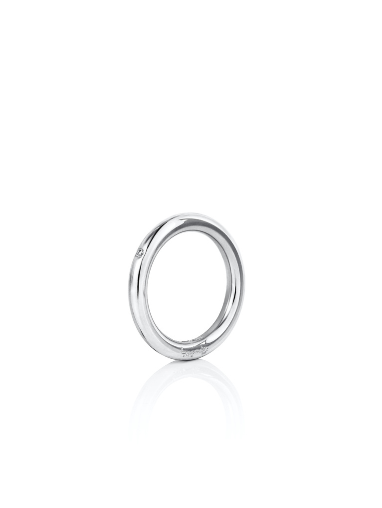 One Love & Stars Thin Ring Vitguld
