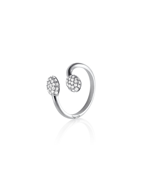 Love Bead & Stars Twin Ring White gold