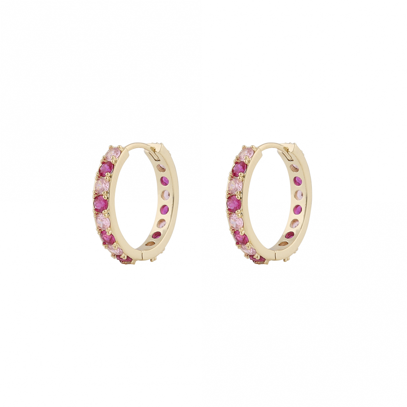 Ellie stone ring ear Gold mix fuchsia