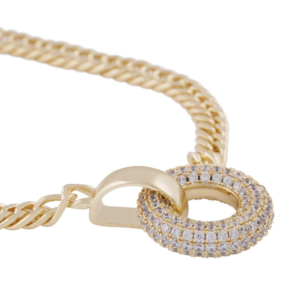 Liz big double ring crystal Armband Guld