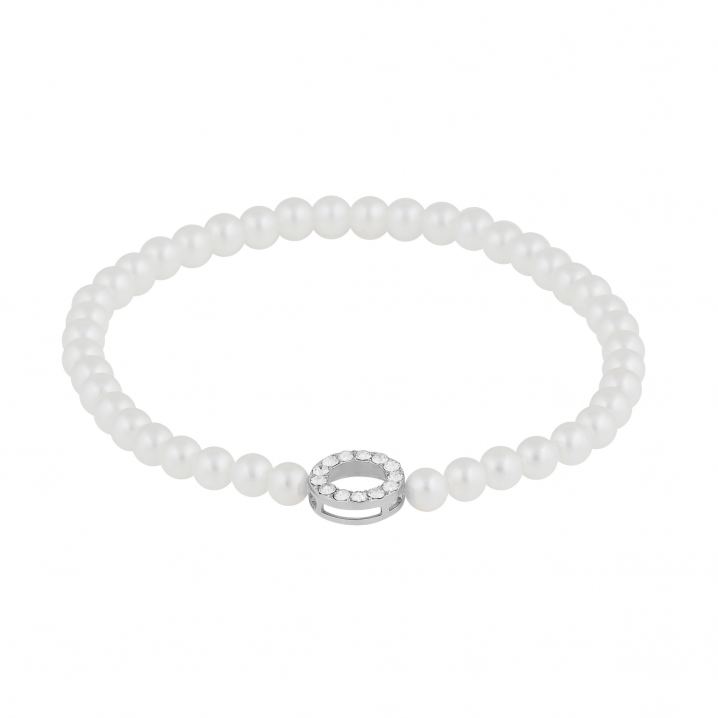 Callie elastic pearl Armband Silver