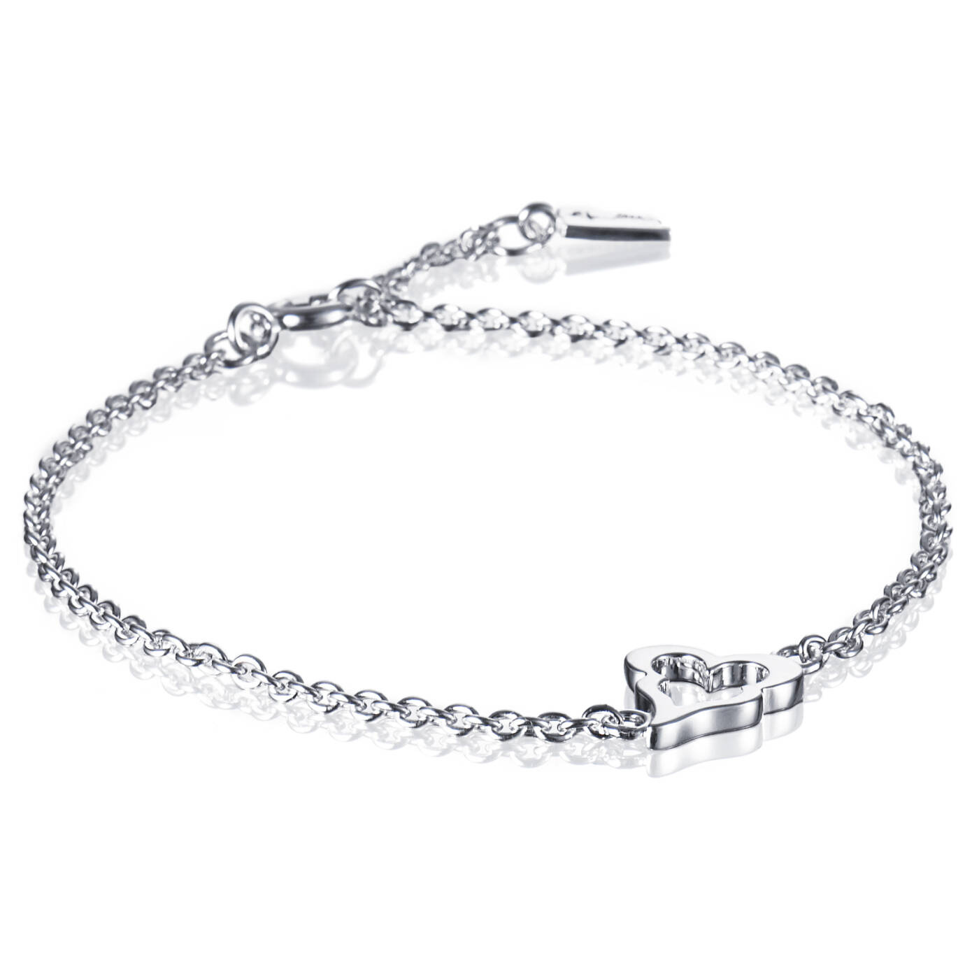 Mini Crazy Heart Armband Silver 17-19 cm