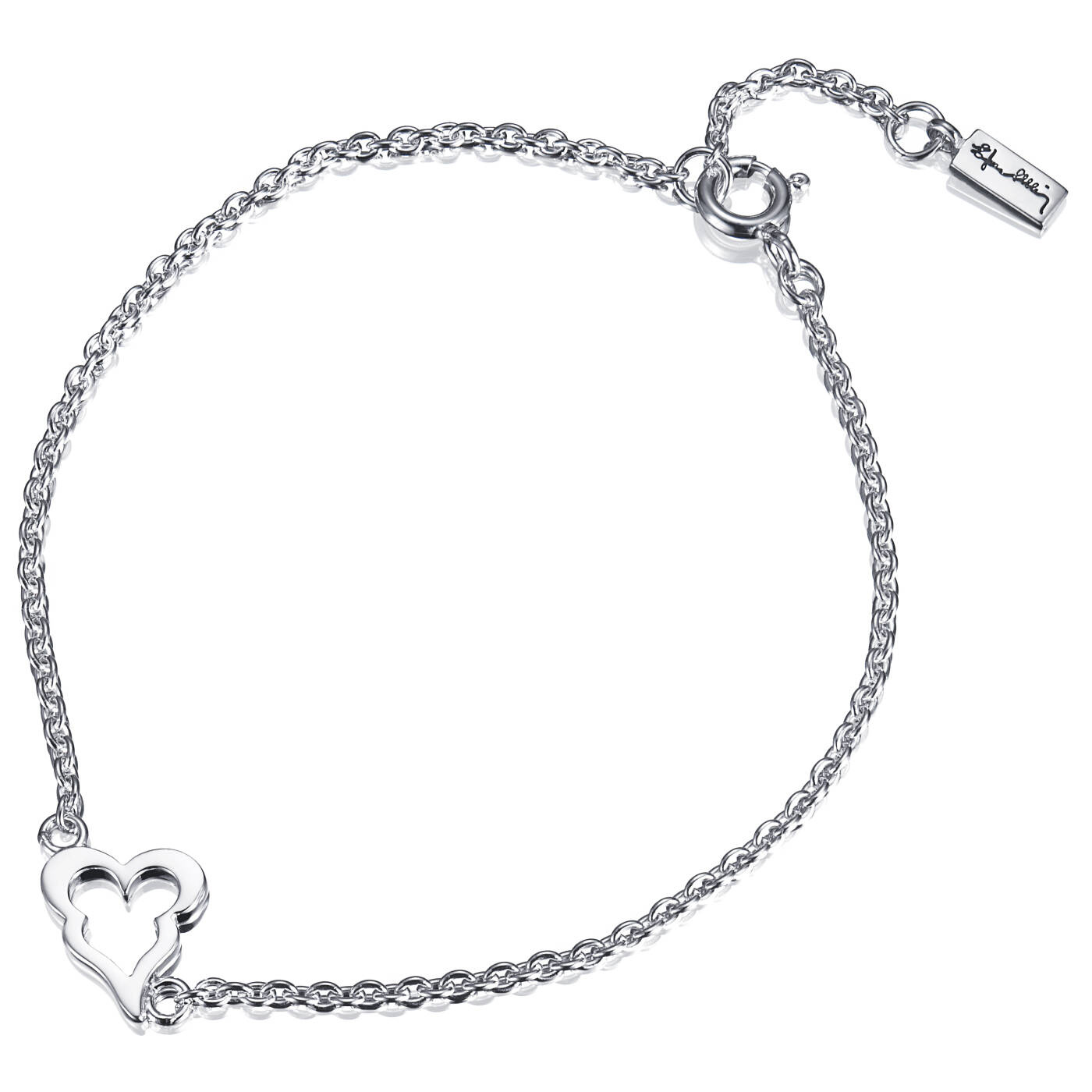 Mini Crazy Heart Armband Silver 17-19 cm