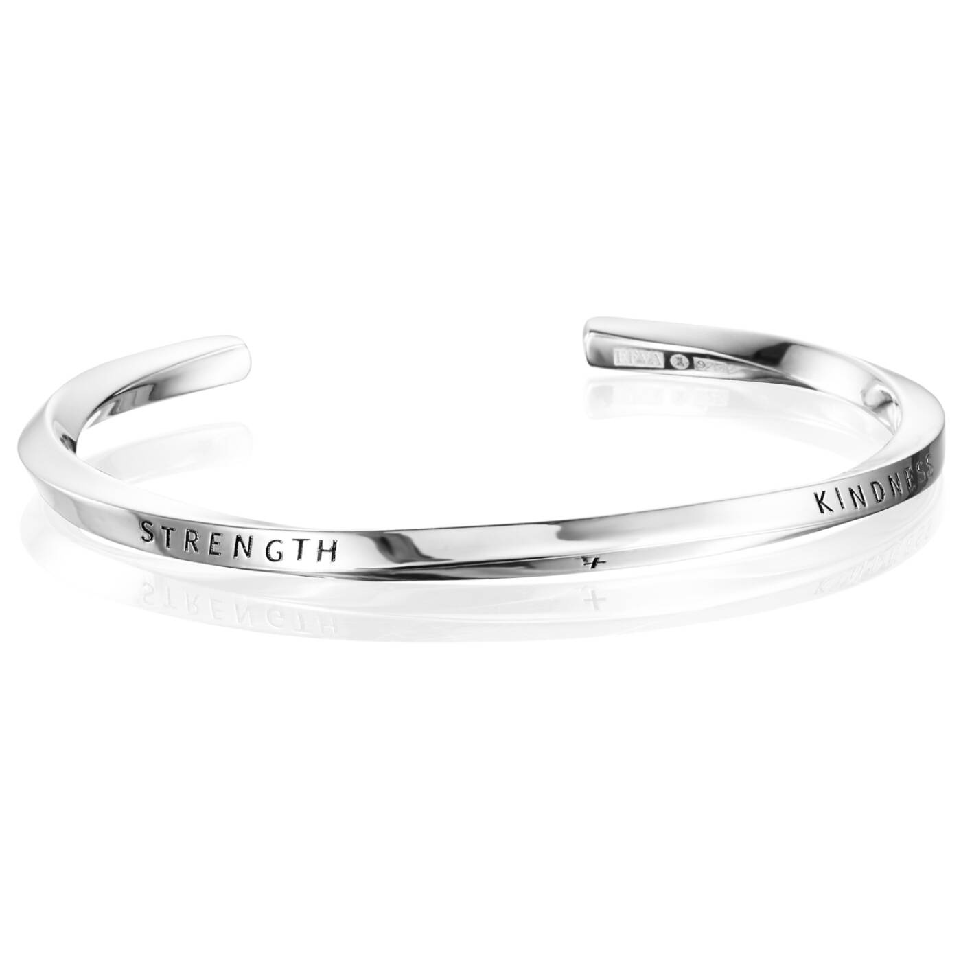 Strength & Kindness Slim Cuff Armband Silver
