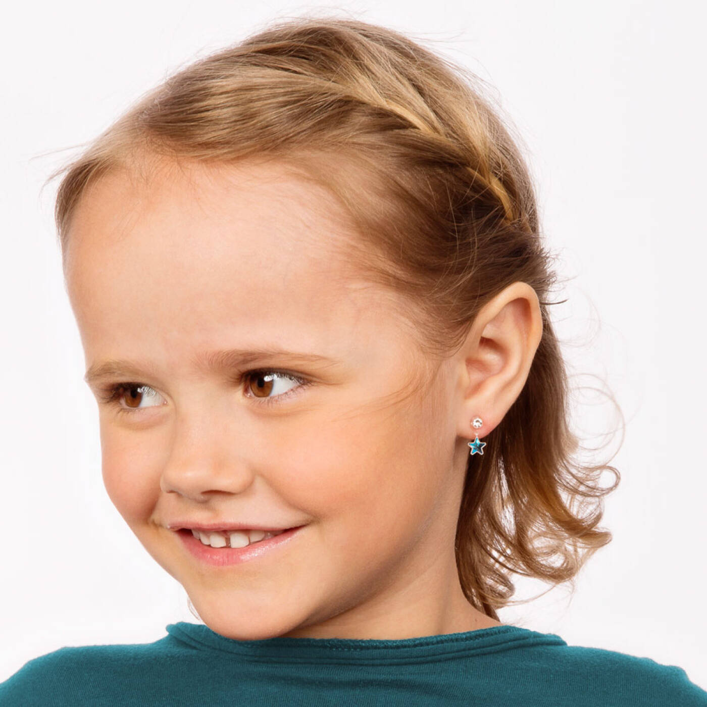 Medical Plastic Pendant Star 4/6 mm, Crystal/aquamarine Örhänge