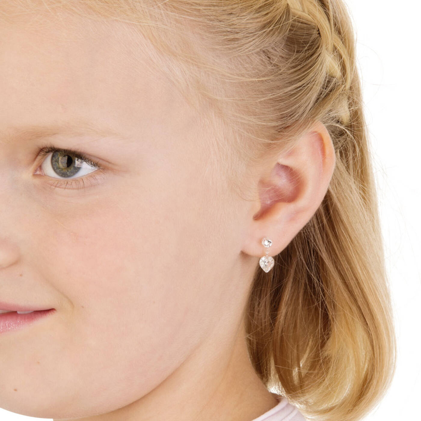 Medical Plastic Pendant Heart 4/6 mm, Crystal Örhänge