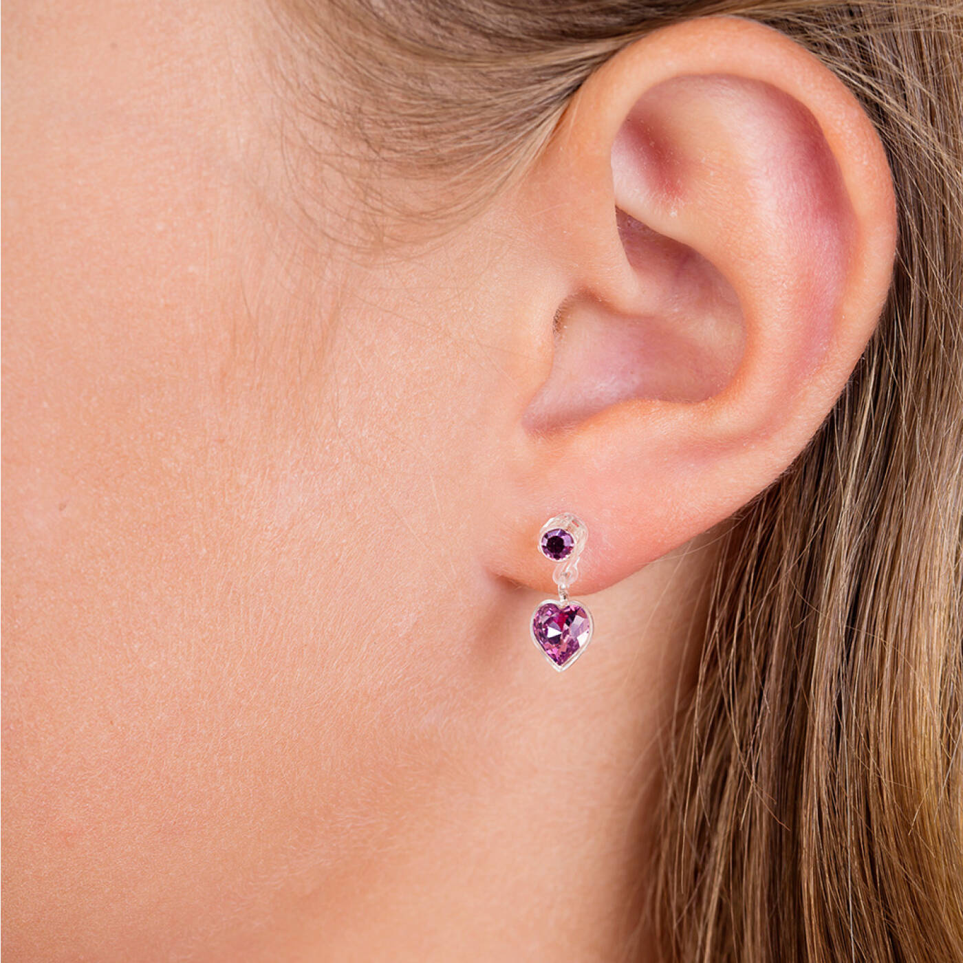 Medical Plastic Pendant Heart 4/6 mm, Light amethyst Örhänge