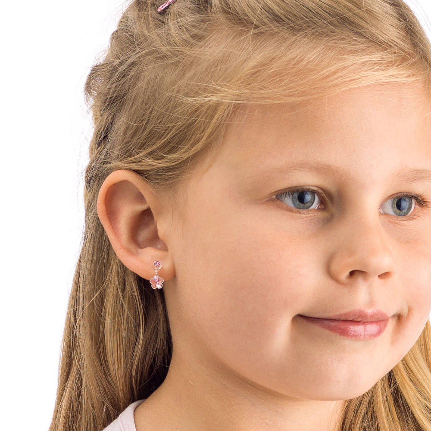 Medical Plastic Pendant Flower 4/6 mm, Light rose Örhänge