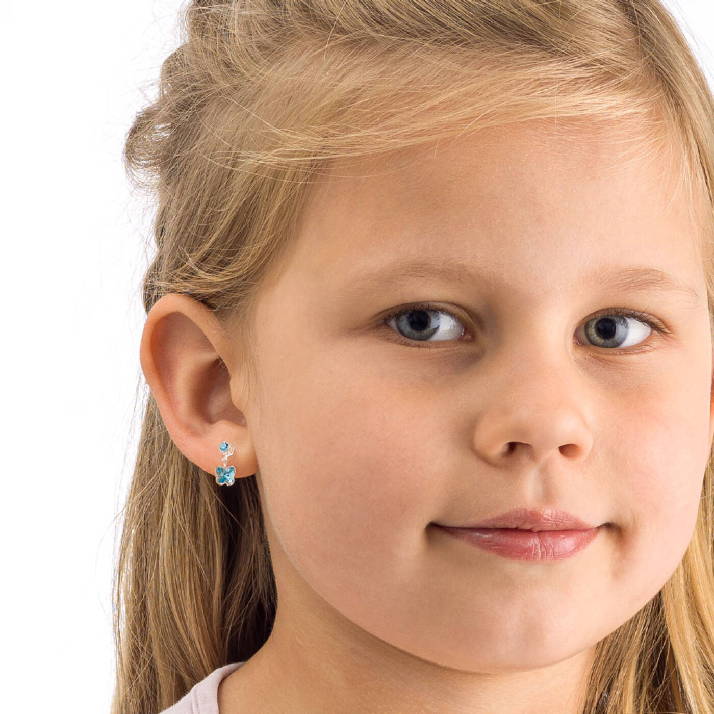 Medical Plastic Pendant Butterfly 4/5 mm, Aquamarine Örhänge