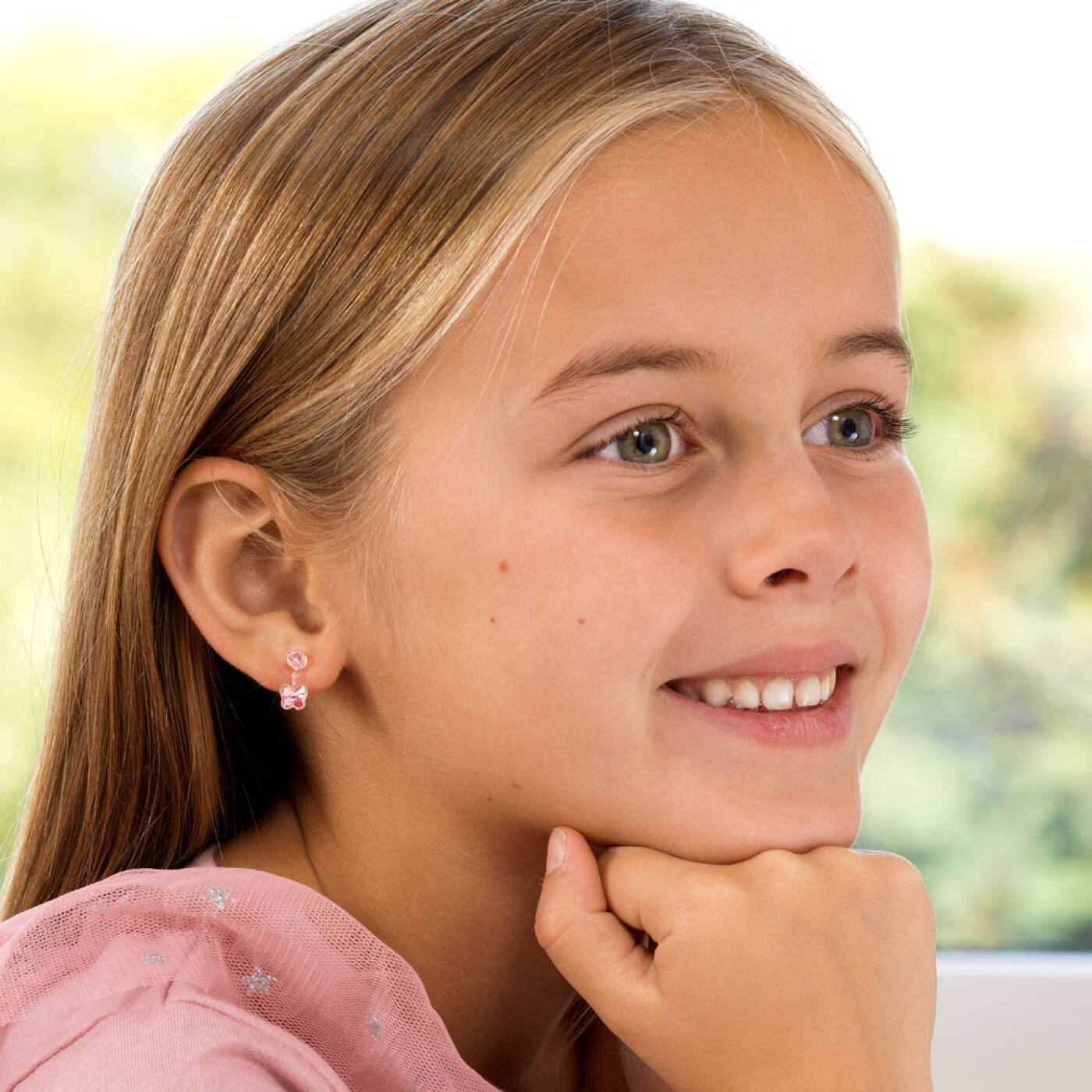 Medical Plastic Pendant Butterfly 4/5 mm, Light rose Örhänge