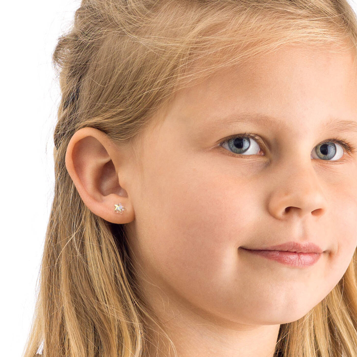 Medical Plastic Star 6 mm, Rainbow Örhänge