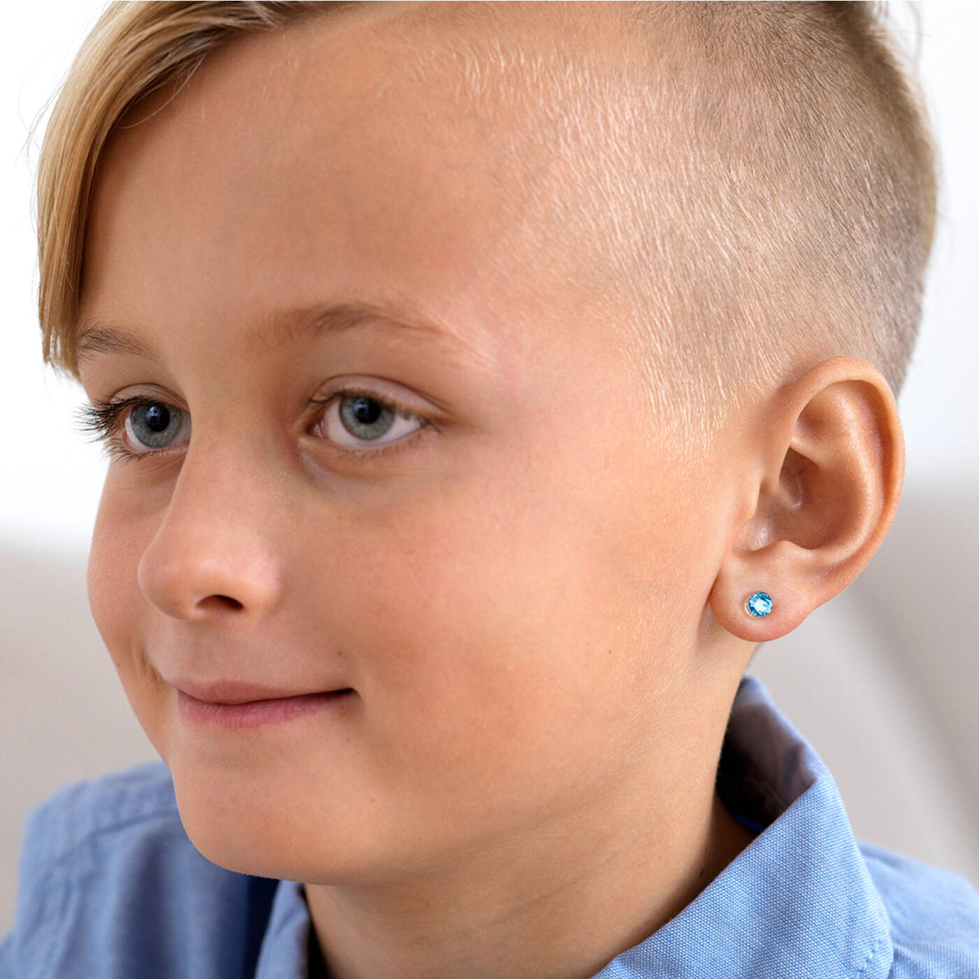 Medical Plastic  6 mm, Aquamarine Örhänge