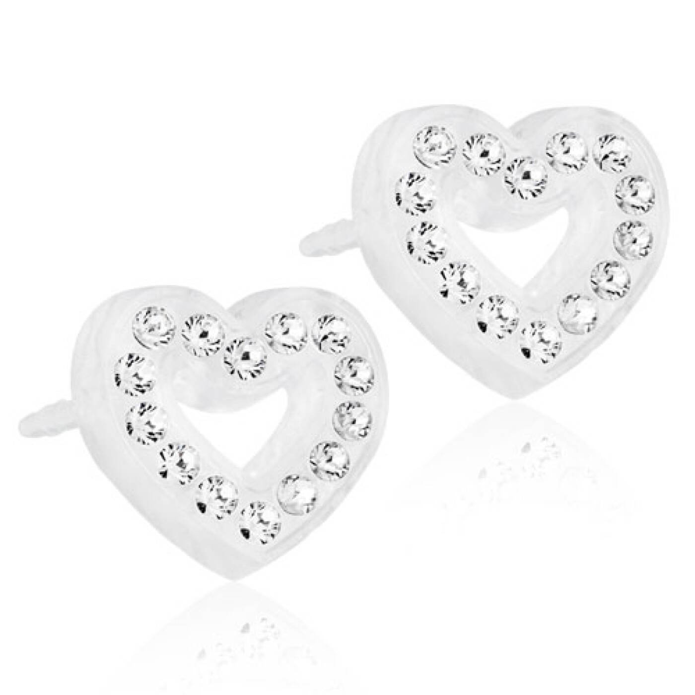 Medical Plastic Brilliance Heart Hollow 10 mm, Crystal Örhänge