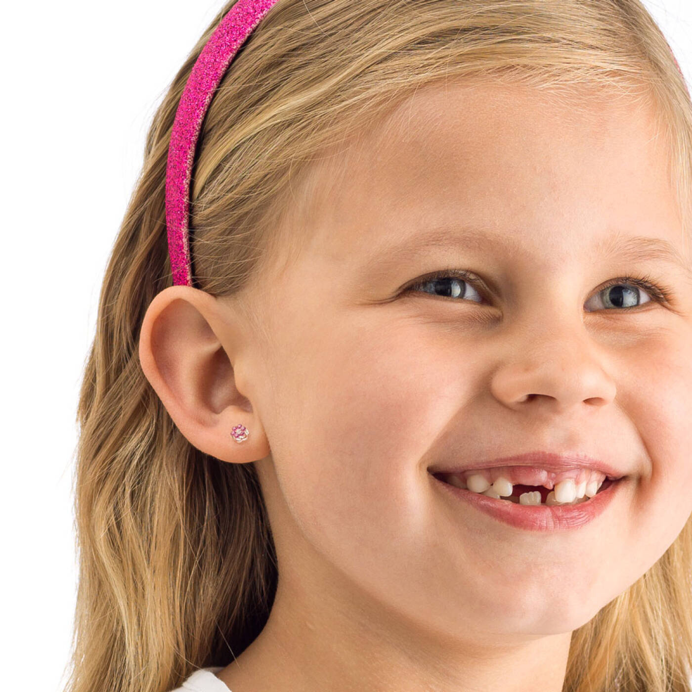 Medical Plastic Daisy 5 mm, Rose/Crystal  Örhänge