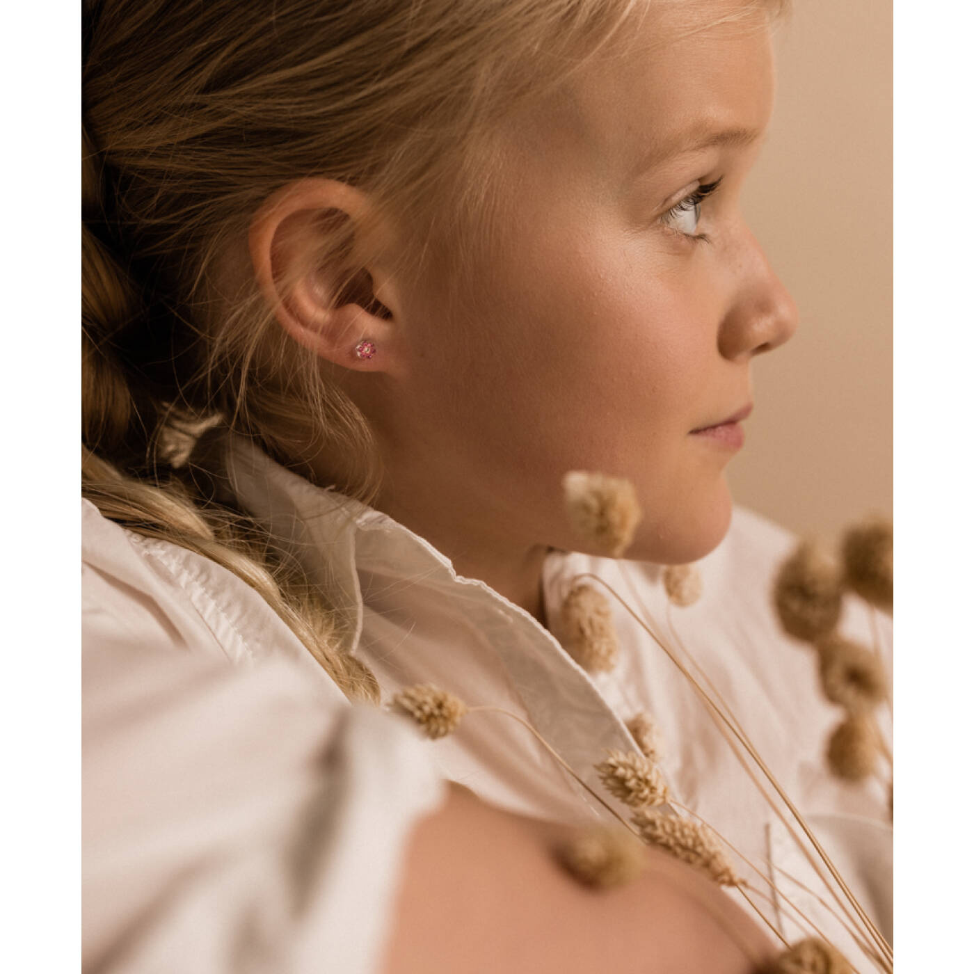 Medical Plastic Daisy 5 mm, Rose/Crystal  Örhänge