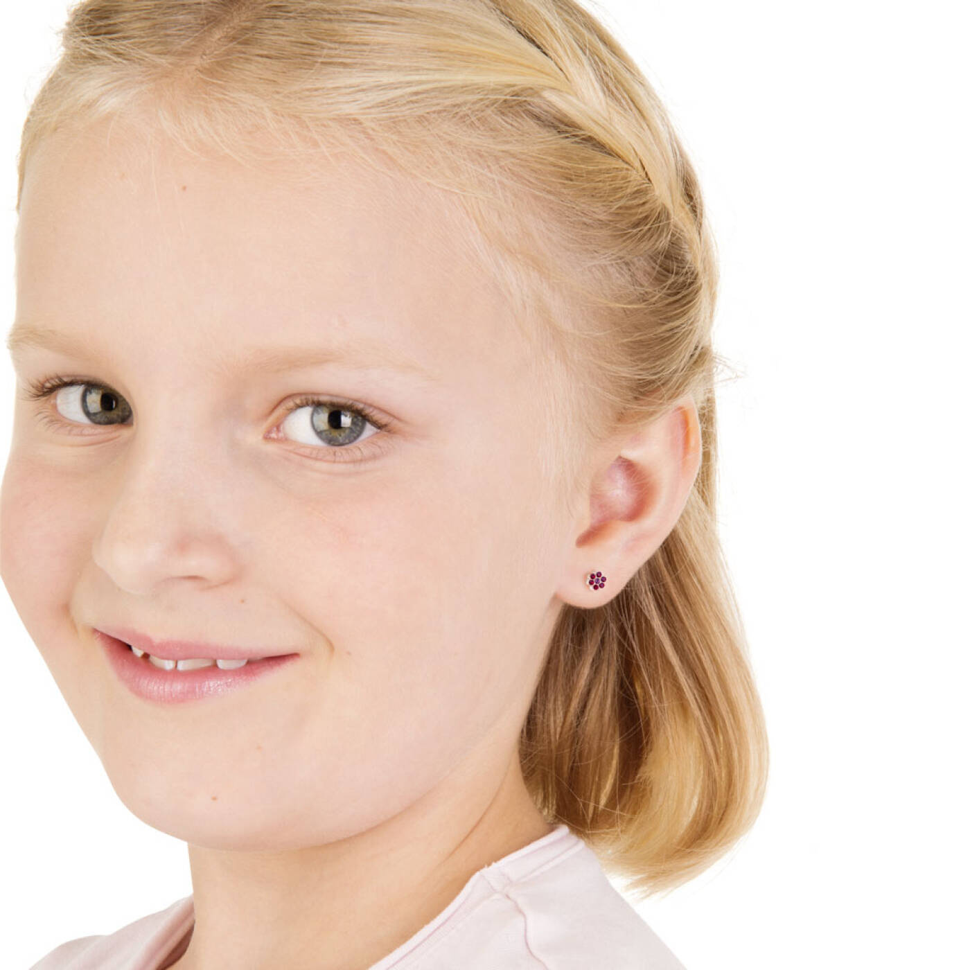 Medical Plastic Daisy 5 mm, Light rose/Amethyst Örhänge