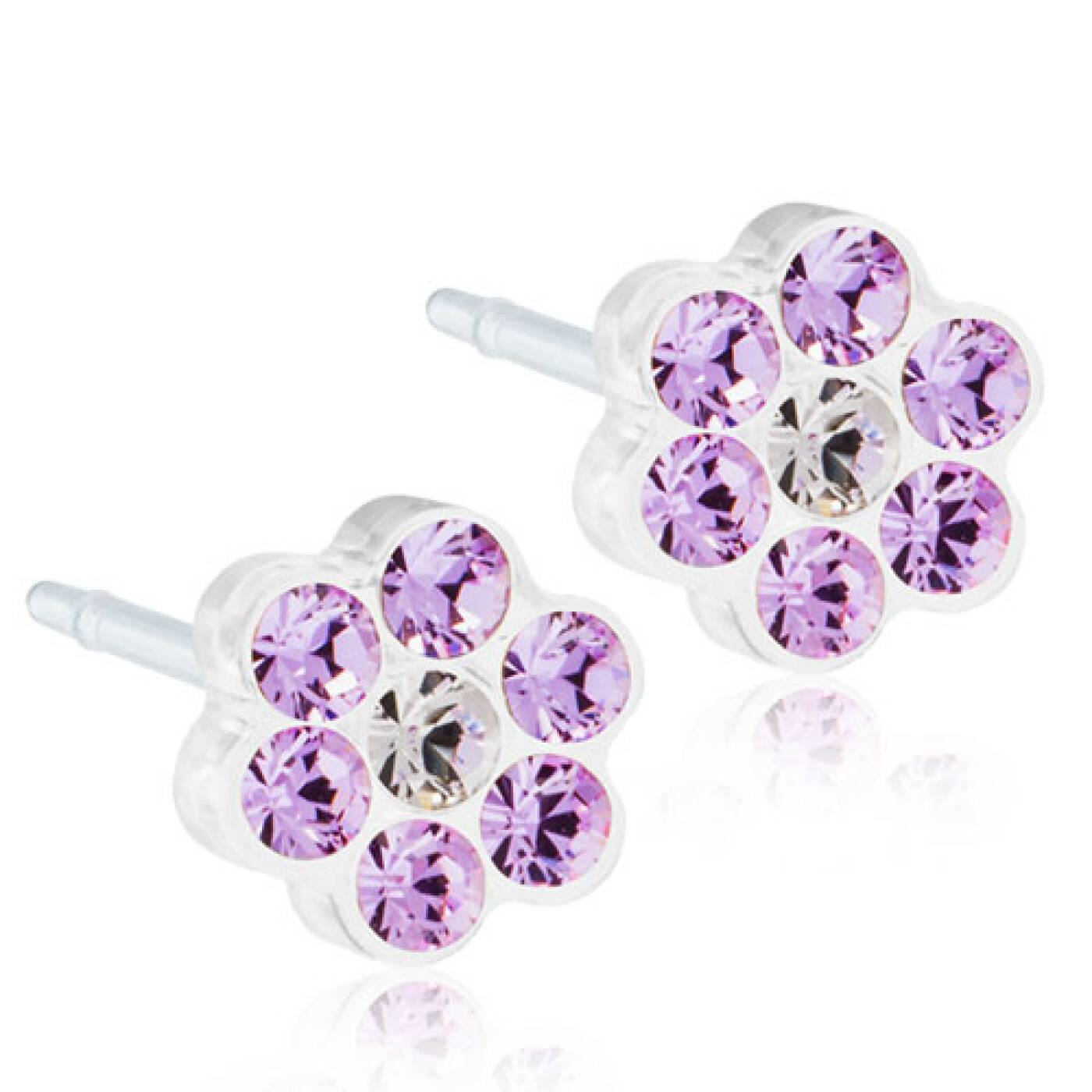 Medical Plastic Daisy 5 mm, Violet/Crystal Örhänge