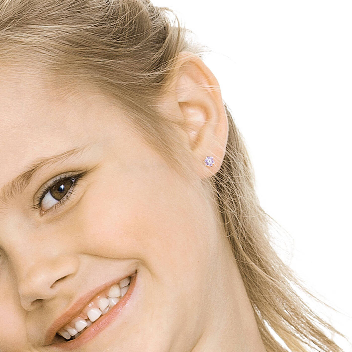 Medical Plastic Daisy 5 mm, Violet/Crystal Örhänge