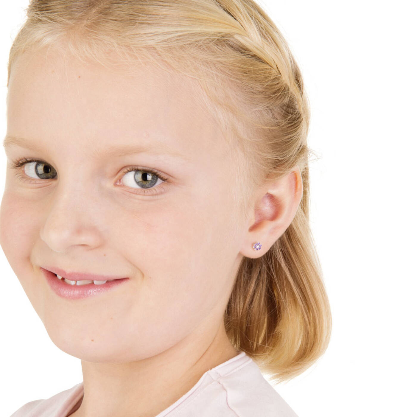 Medical Plastic Daisy 5 mm, Violet/Crystal Örhänge