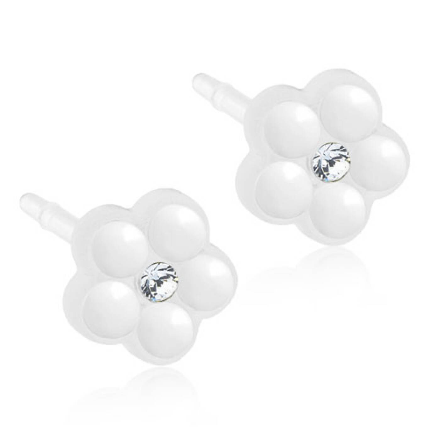 Medical Plastic Daisy Pearl 6 mm, White Örhänge