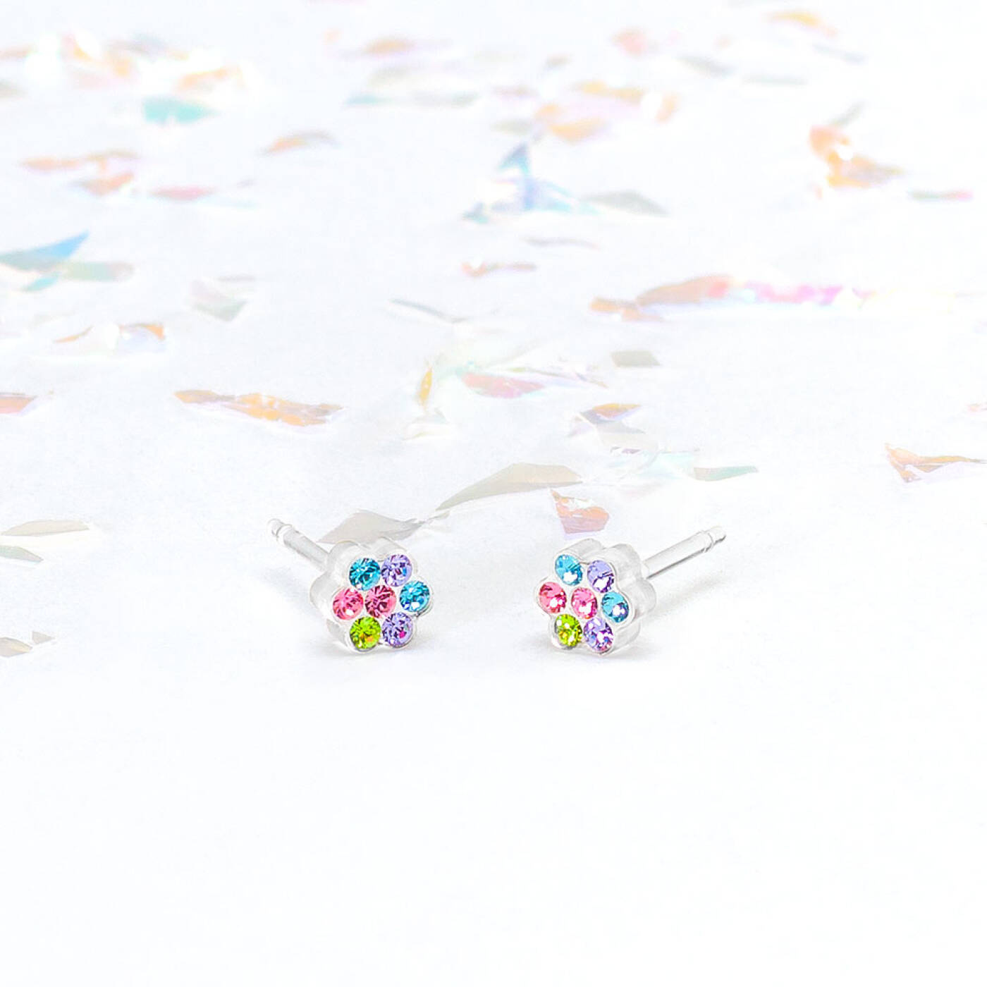 Medical Plastic Daisy 5 mm, Light fantasy Örhänge