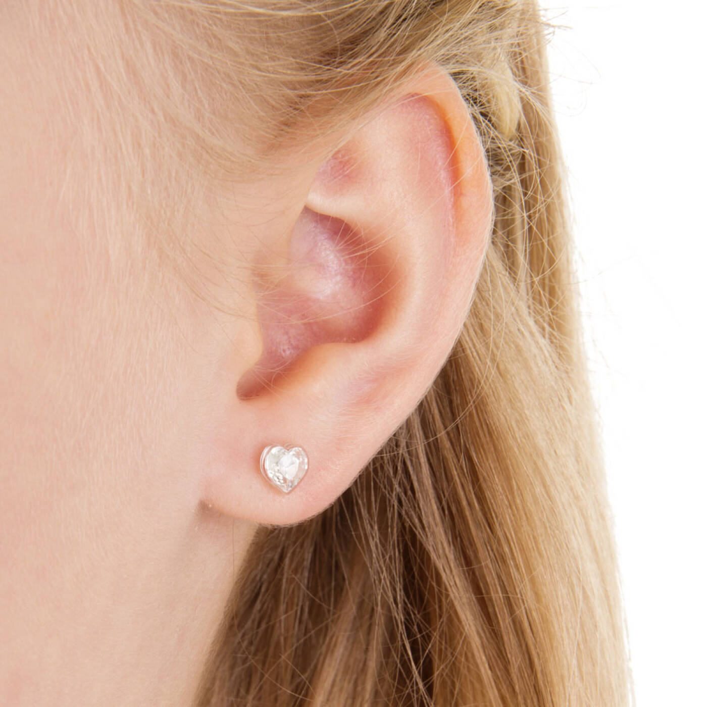 Medical Plastic Heart 6 mm, Crystal Örhänge