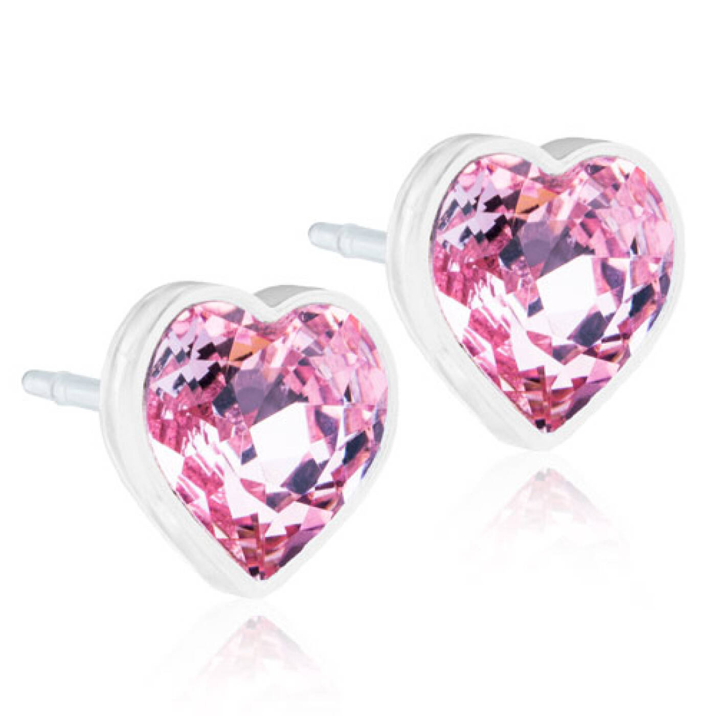 Medical Plastic Heart 6 mm, Light rose Örhänge