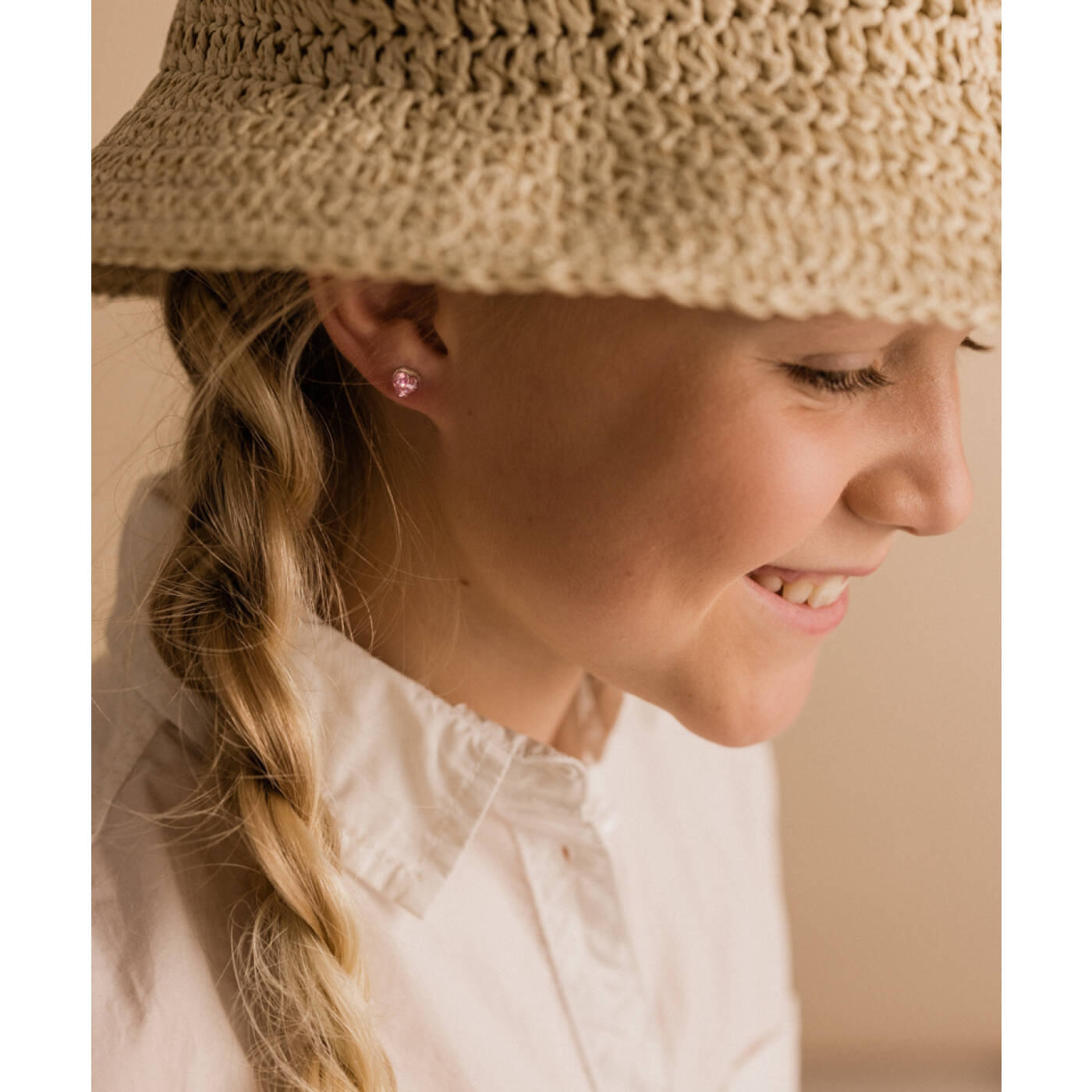 Medical Plastic Heart 6 mm, Light rose Örhänge