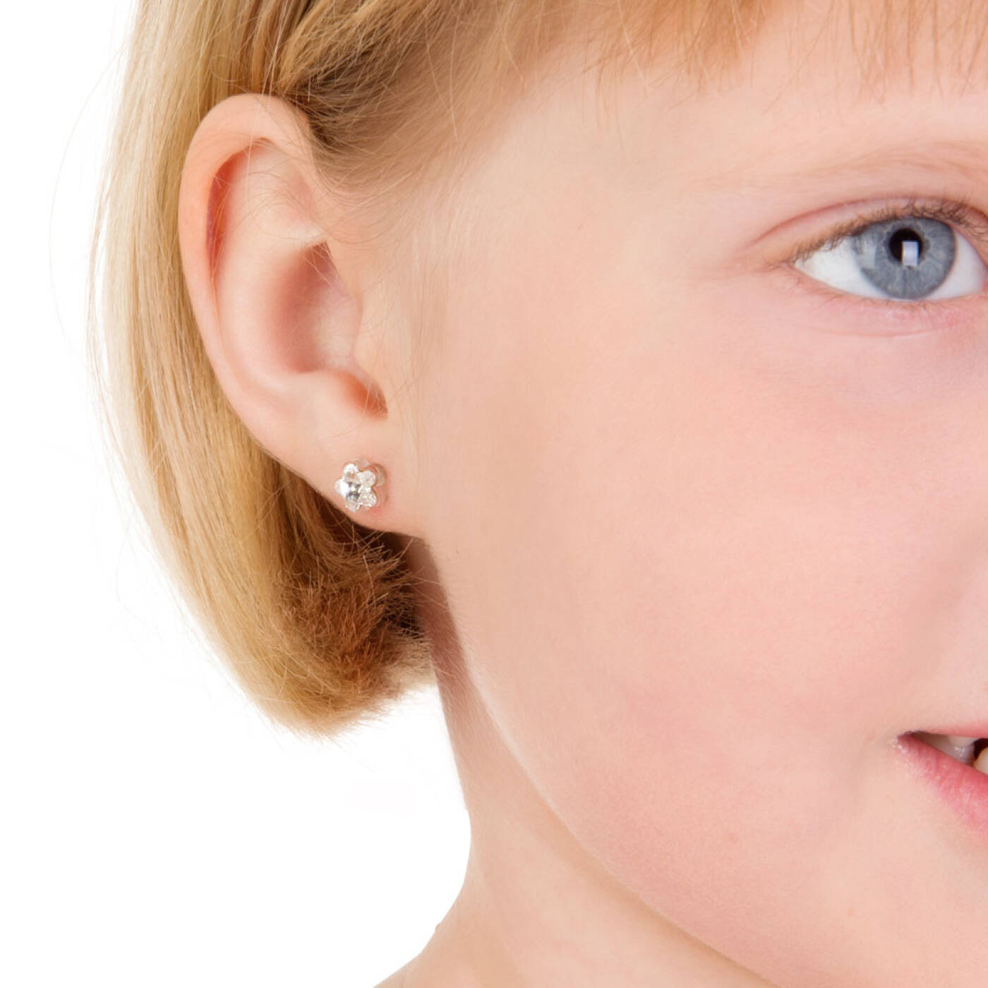 Medical Plastic Flower 6 mm, Crystal Örhänge