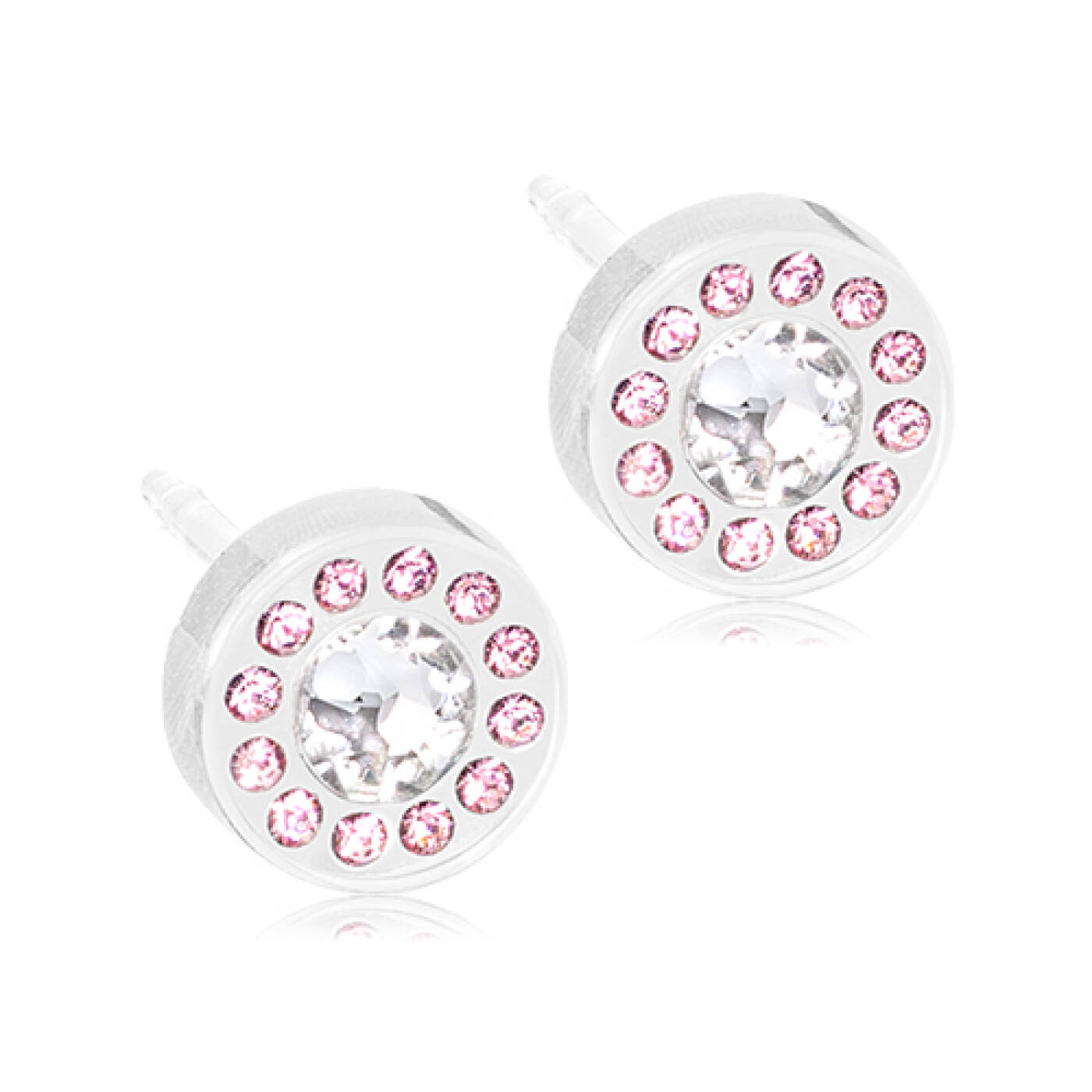 Medical Plastic Brilliance Halo 6 mm, Light rose/crystal Örhänge