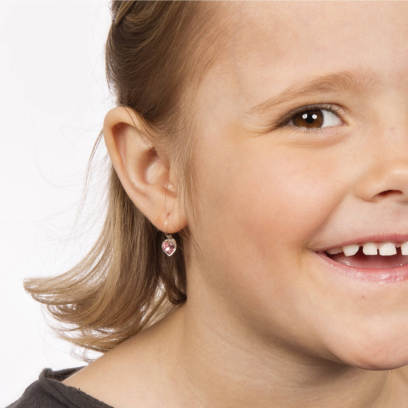 Medical Plastic Pendant Fixed Heart 6 mm, Light rose Örhänge