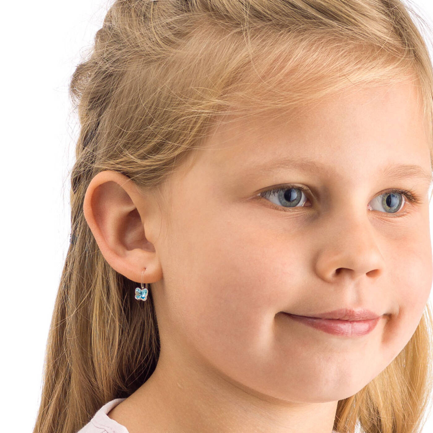 Medical Plastic Pendant Fixed Butterfly 5 mm, Aquamarine Örhänge