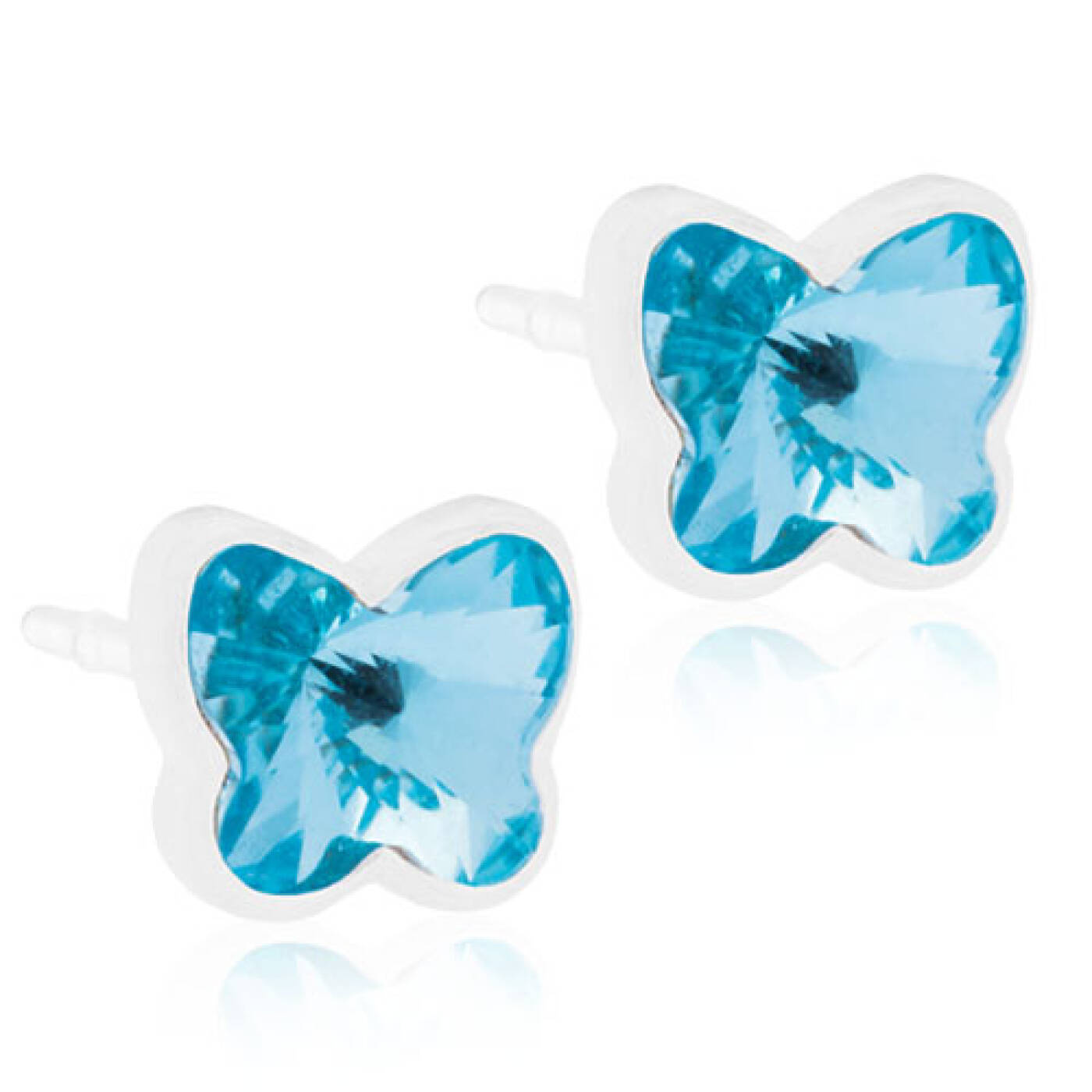 Medical Plastic Butterfly 5 mm, Aquamarine Örhänge