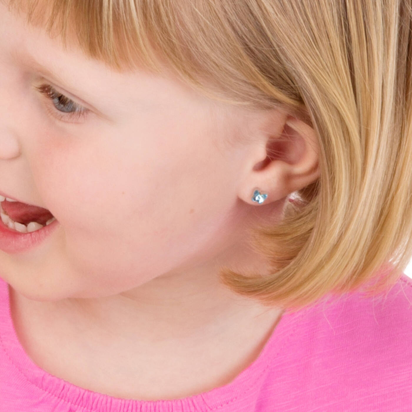 Medical Plastic Butterfly 5 mm, Aquamarine Örhänge