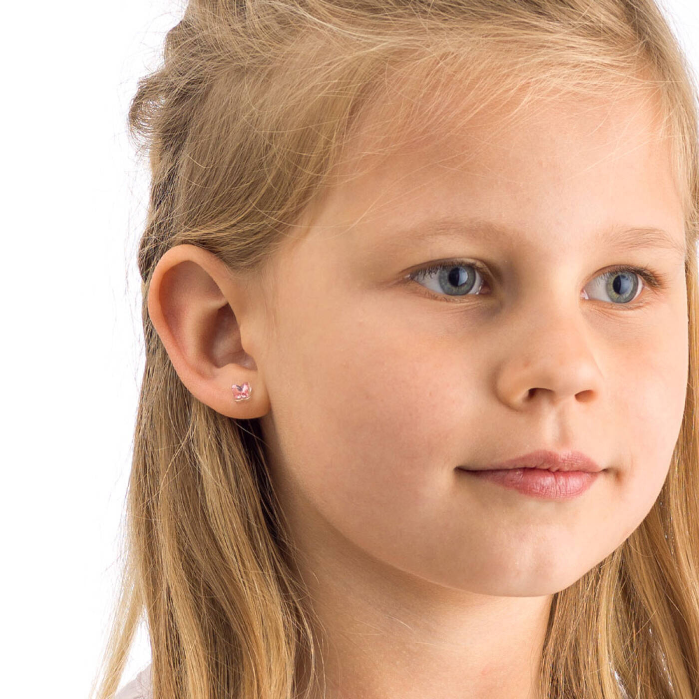 Medical Plastic Butterfly 5 mm, Light rose Örhänge