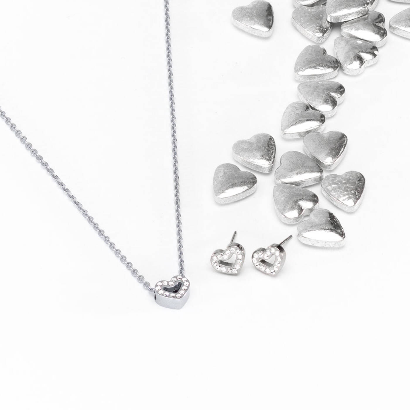 Natural Titanium Brilliance Heart Hollow 8 mm, Crystal Örhänge