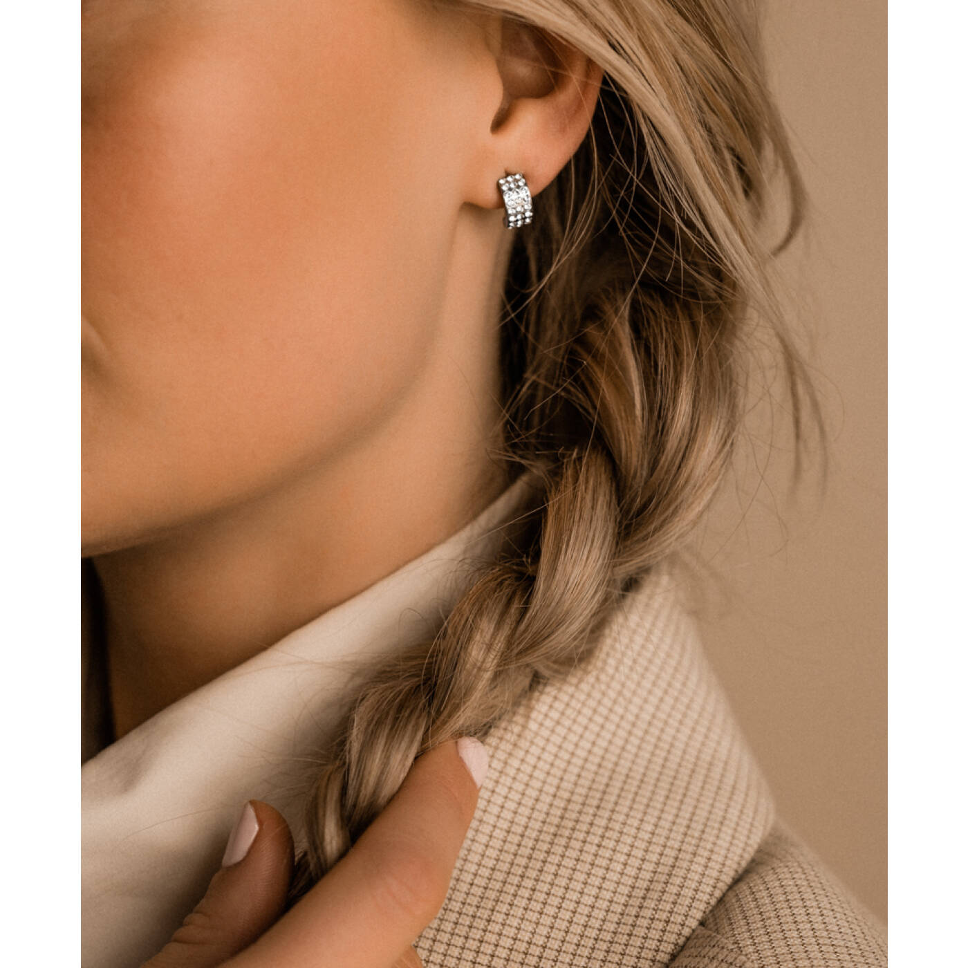 Natural Titanium Pendant Grand Brilliance Curved 10 mm, Crystal Örhänge