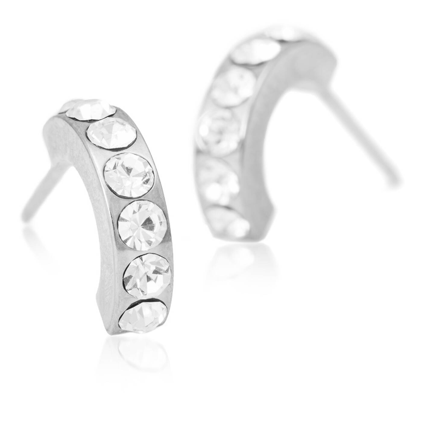 Natural Titanium Pendant Brilliance Curved 10 mm, Crystal Örhänge