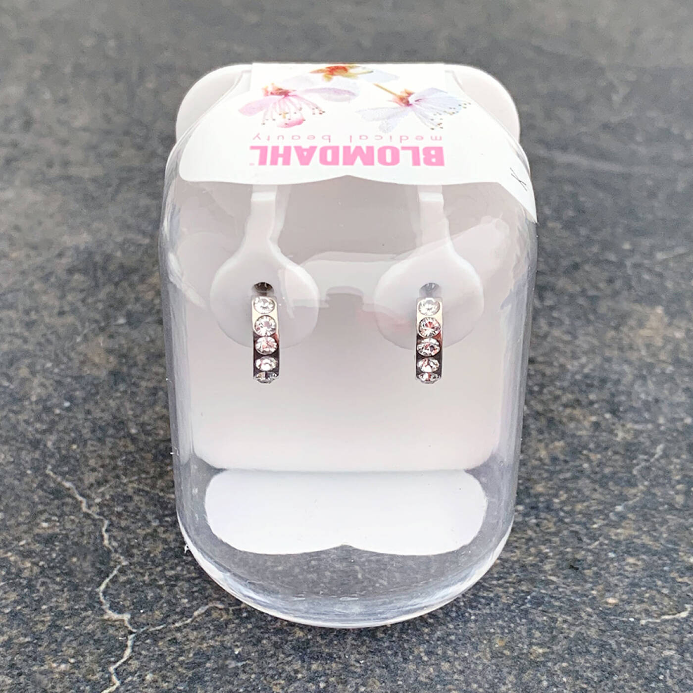 Natural Titanium Pendant Brilliance Curved 10 mm, Crystal Örhänge