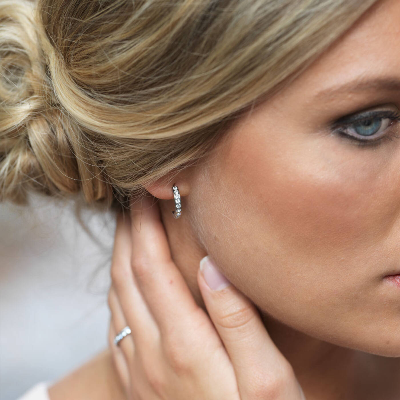 Natural Titanium Pendant Brilliance Curved 15 mm, Crystal Örhänge