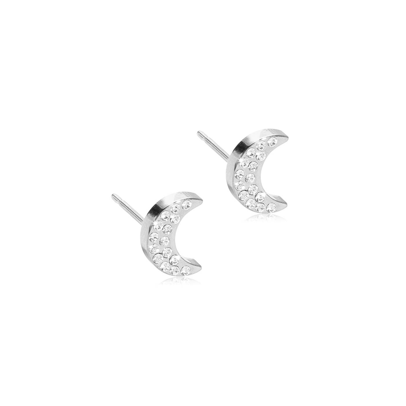 Natural Titanium Brilliance Moon 8 mm, Crystal Örhänge