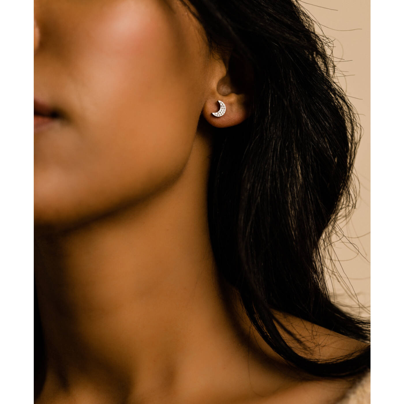 Natural Titanium Brilliance Moon 8 mm, Crystal Örhänge