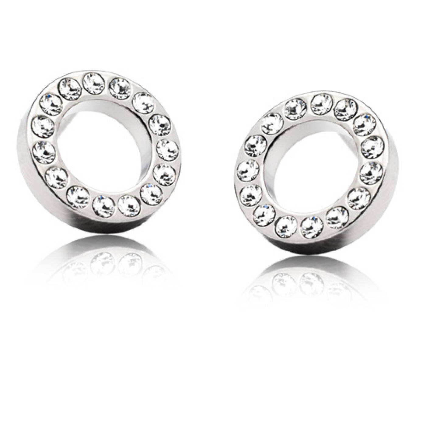 Natural Titanium Brilliance Puck Hollow 10 mm, Crystal Örhänge