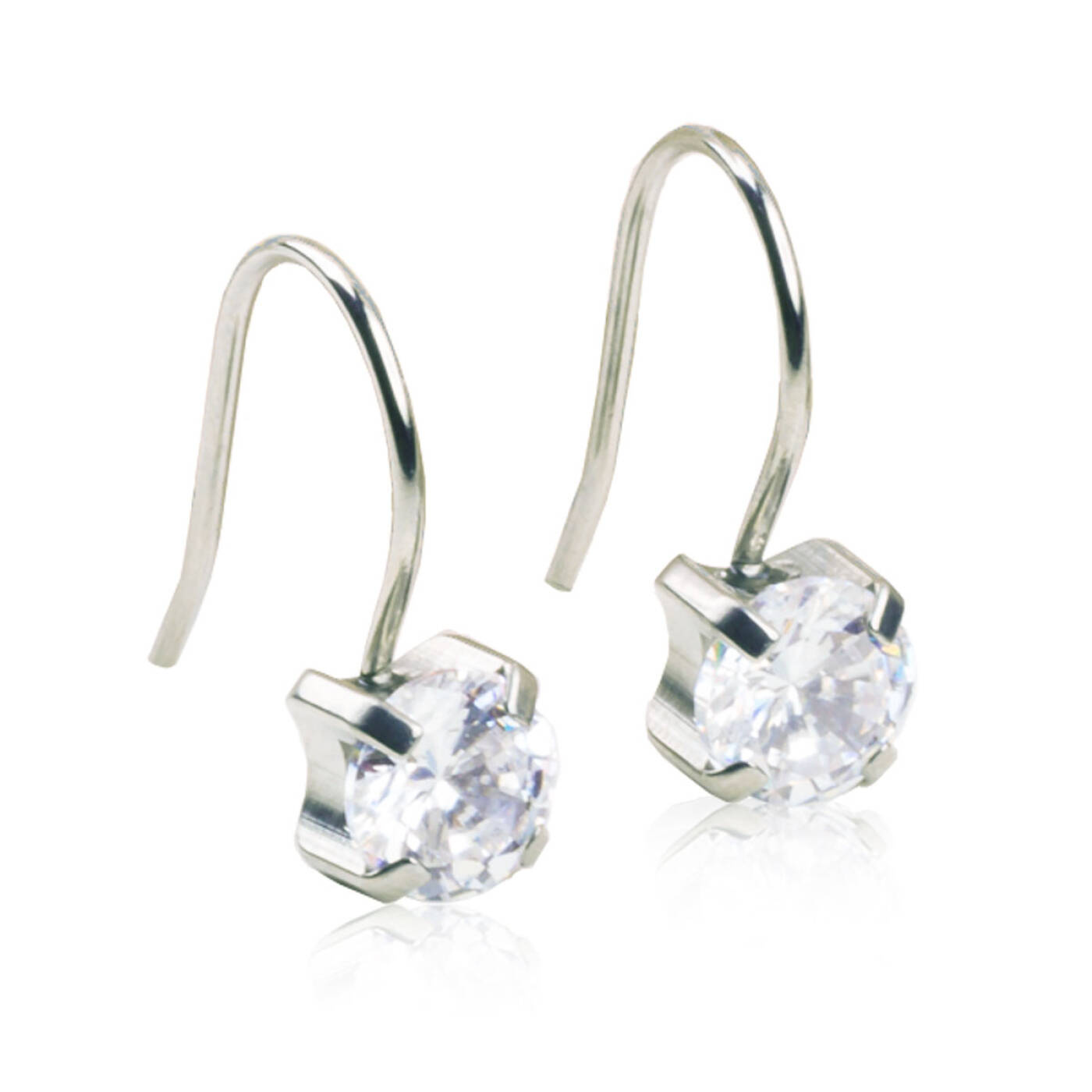 Natural Titanium Pendant Tiffany 7 mm, CZ White Örhänge