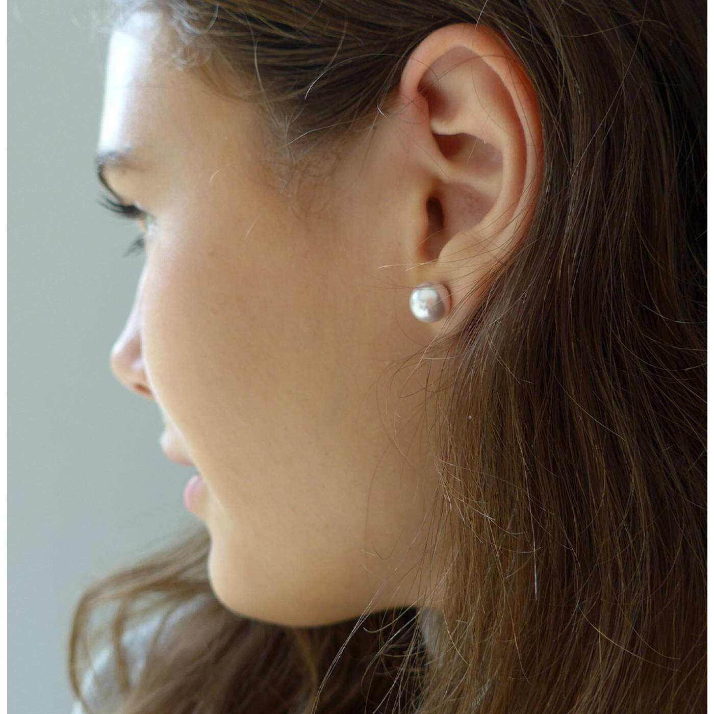 Natural Titanium Pearl 8 mm, Light rose Örhänge