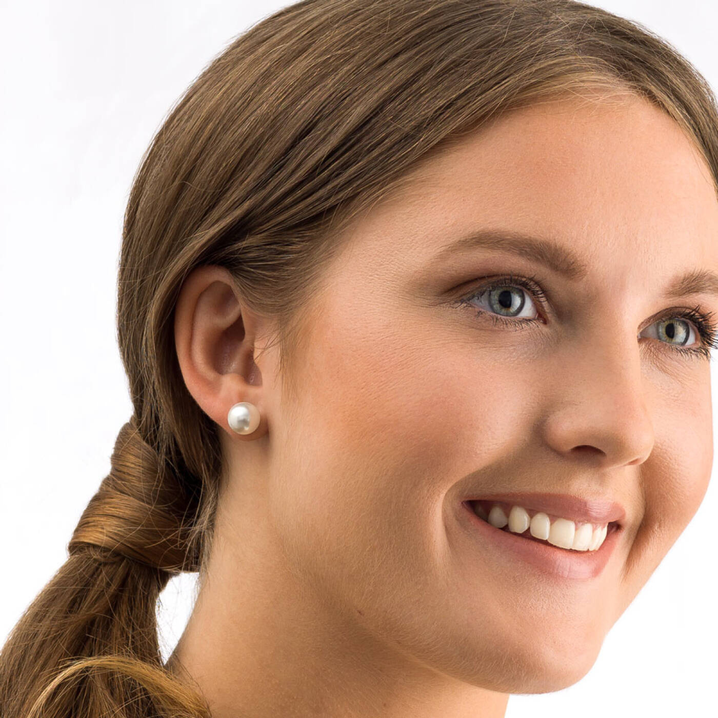 Natural Titanium Pearl 10 mm, White Örhänge